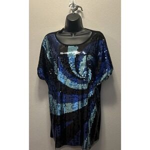 NWT Rox And Ali Sequence Top Blue And‎ Black Size 1X